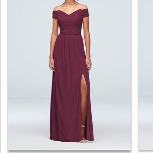 Wine David’s Bridal Bridesmaid dress!